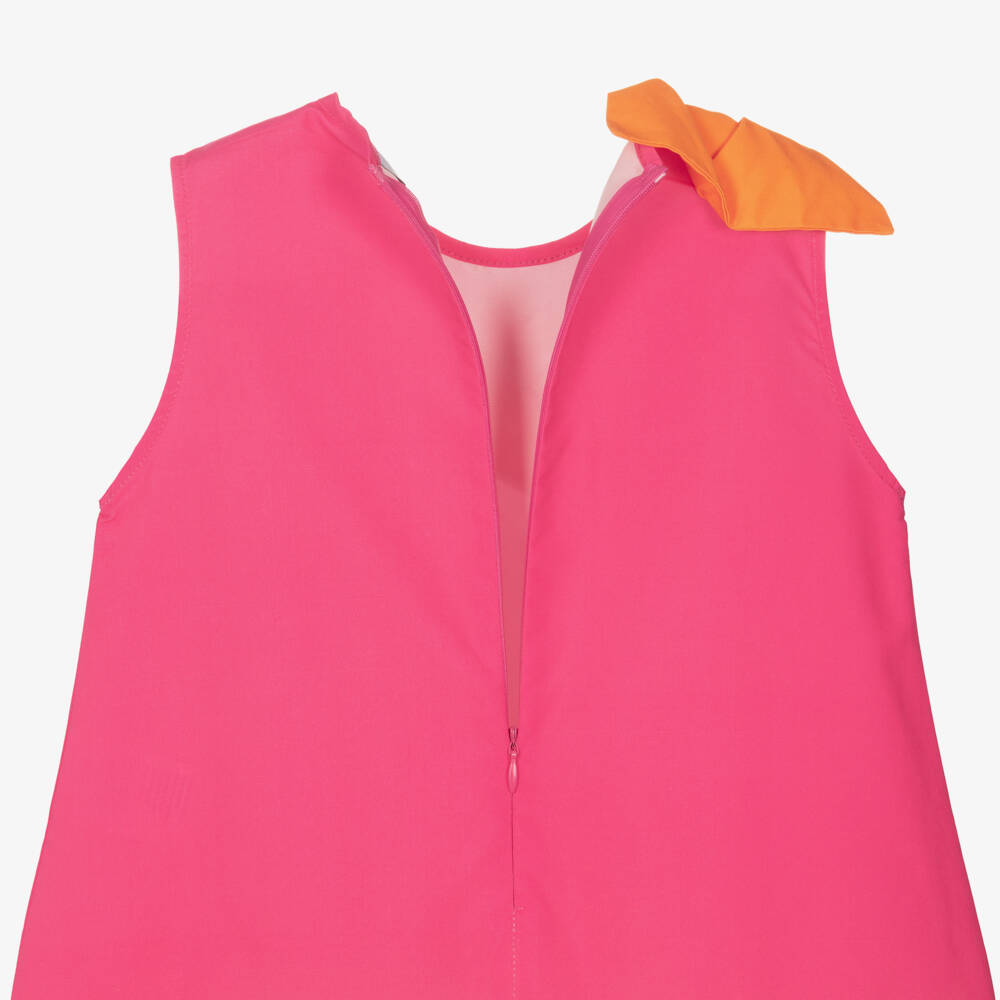 A Dee-Girls Pink Ruffle Dress with Bow & Diamanté Logo | Childrensalon