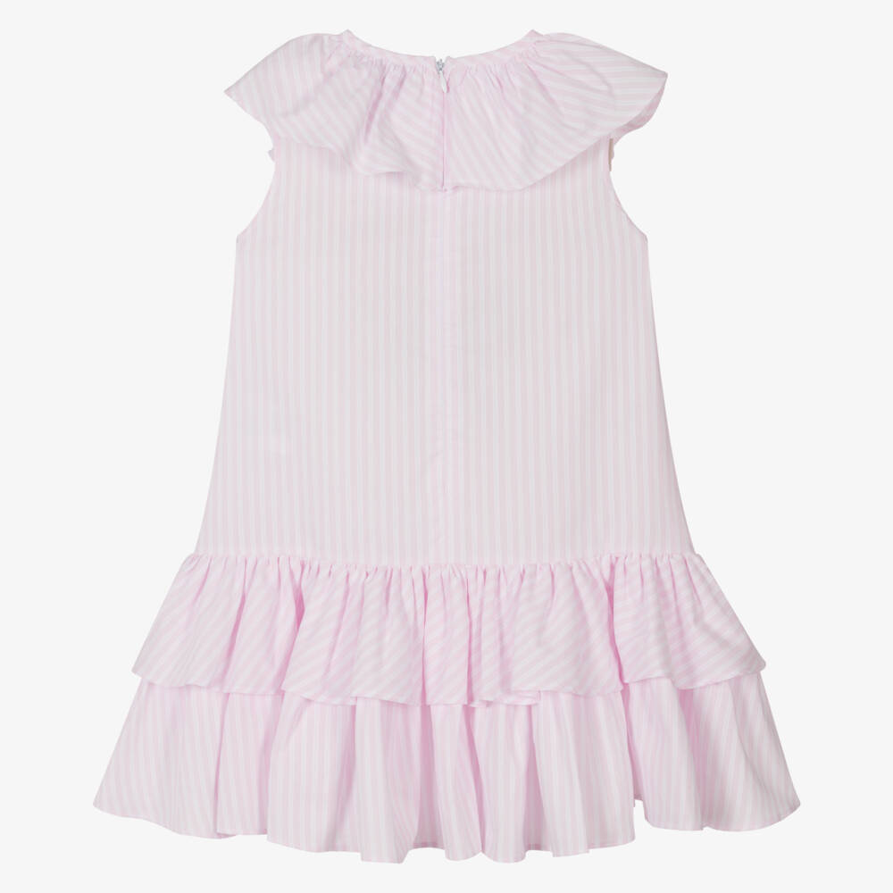 A Dee-Girls Pink Striped Cotton Dress | Childrensalon