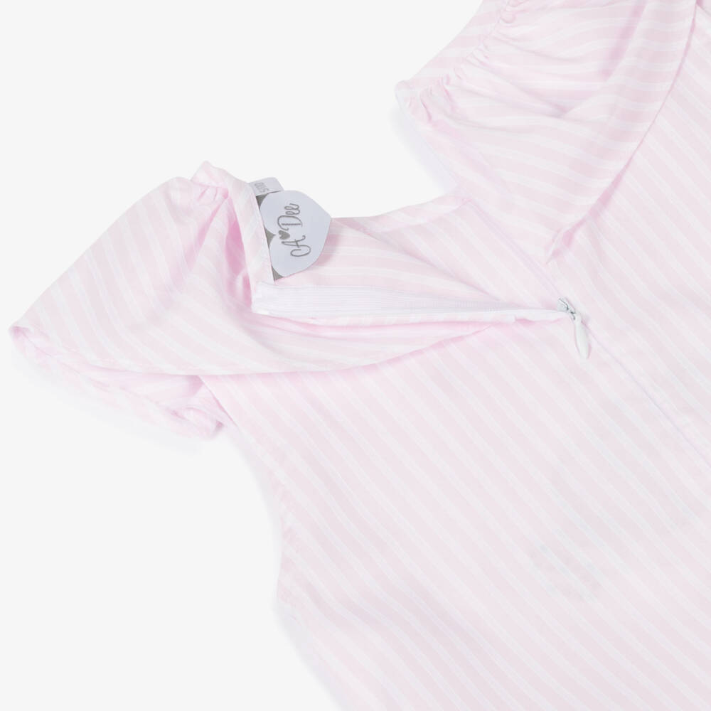 A Dee-Girls Pink Striped Cotton Dress | Childrensalon
