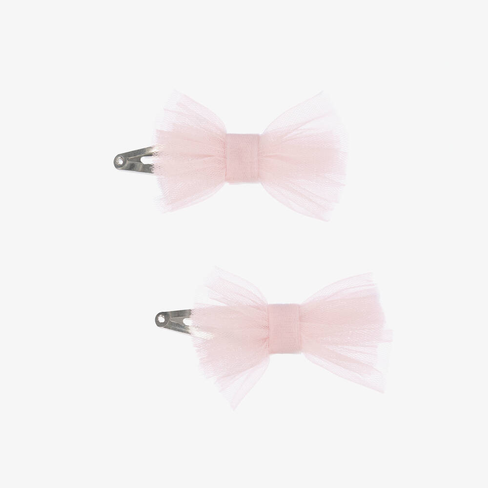A Dee-Girls Pink Tulle Bow Hair Clips (2 Pack) | Childrensalon