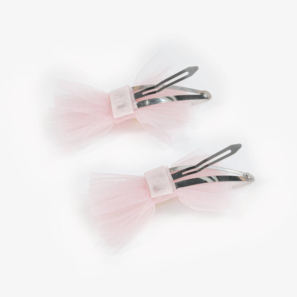A Dee-Girls Pink Tulle Bow Hair Clips (2 Pack) | Childrensalon