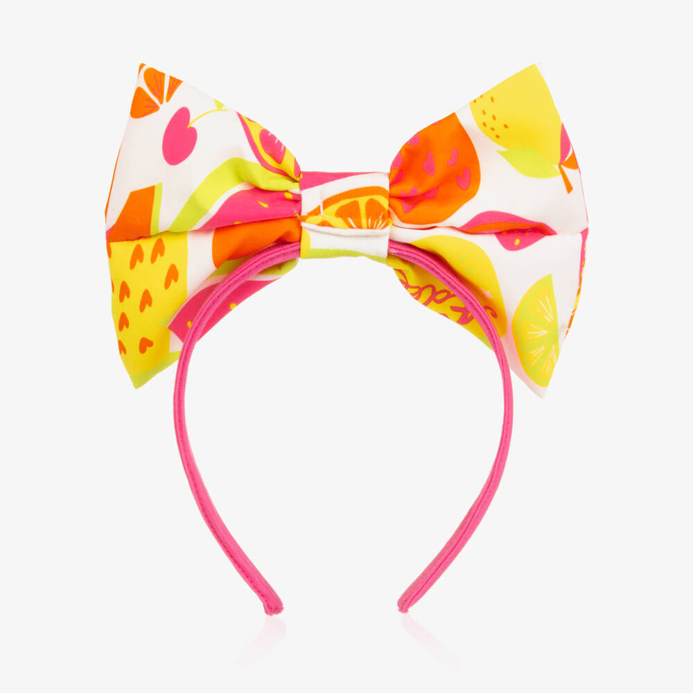 A Dee-Girls Pink & Yellow Fruit Print Bow Hairband | Childrensalon