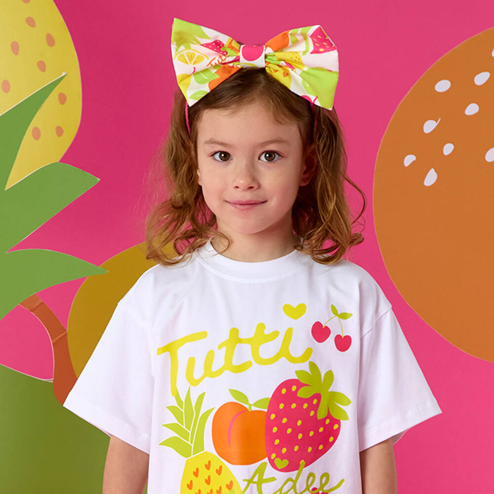 A Dee-Girls Pink & Yellow Fruit Print Bow Hairband | Childrensalon