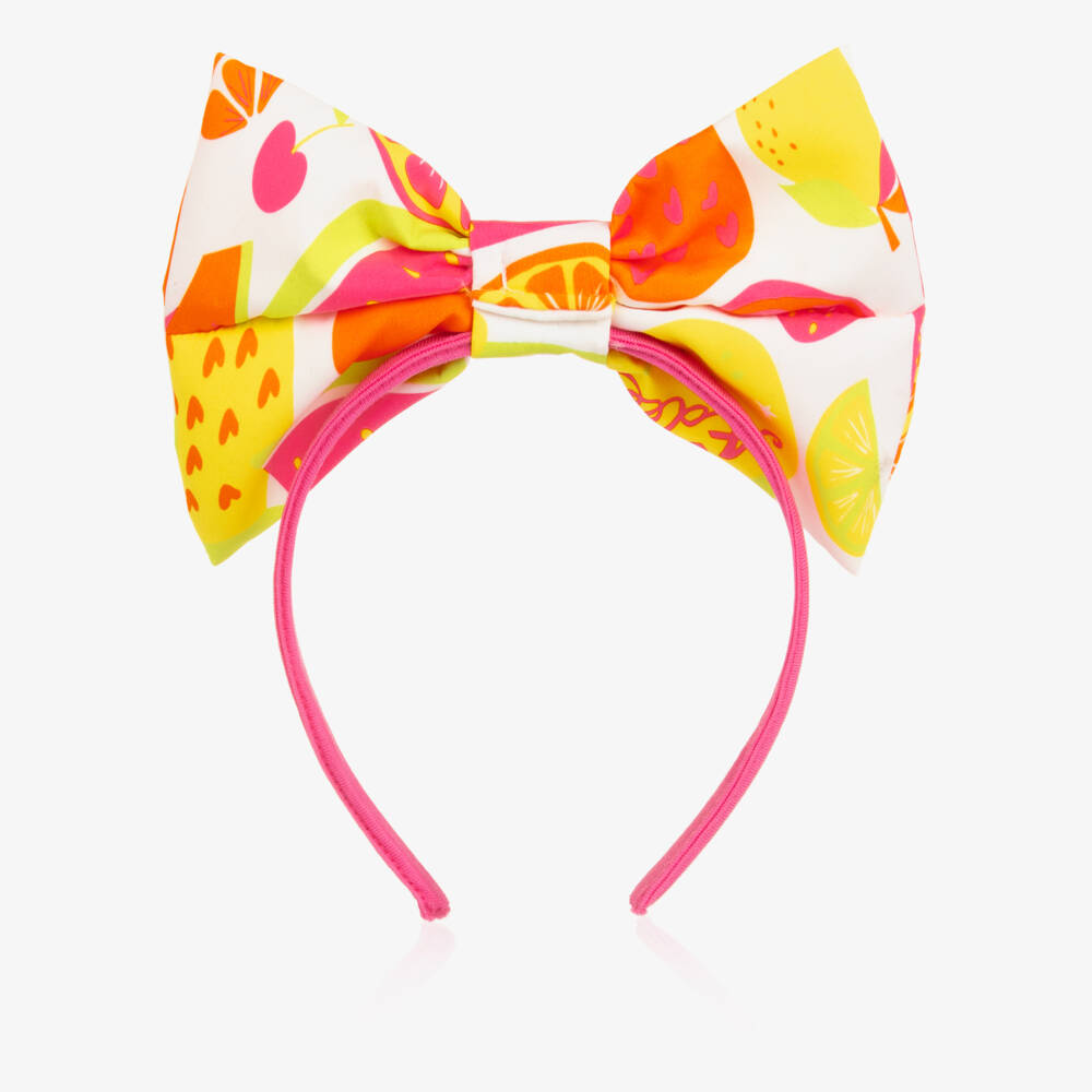 A Dee-Girls Pink & Yellow Fruit Print Bow Hairband | Childrensalon