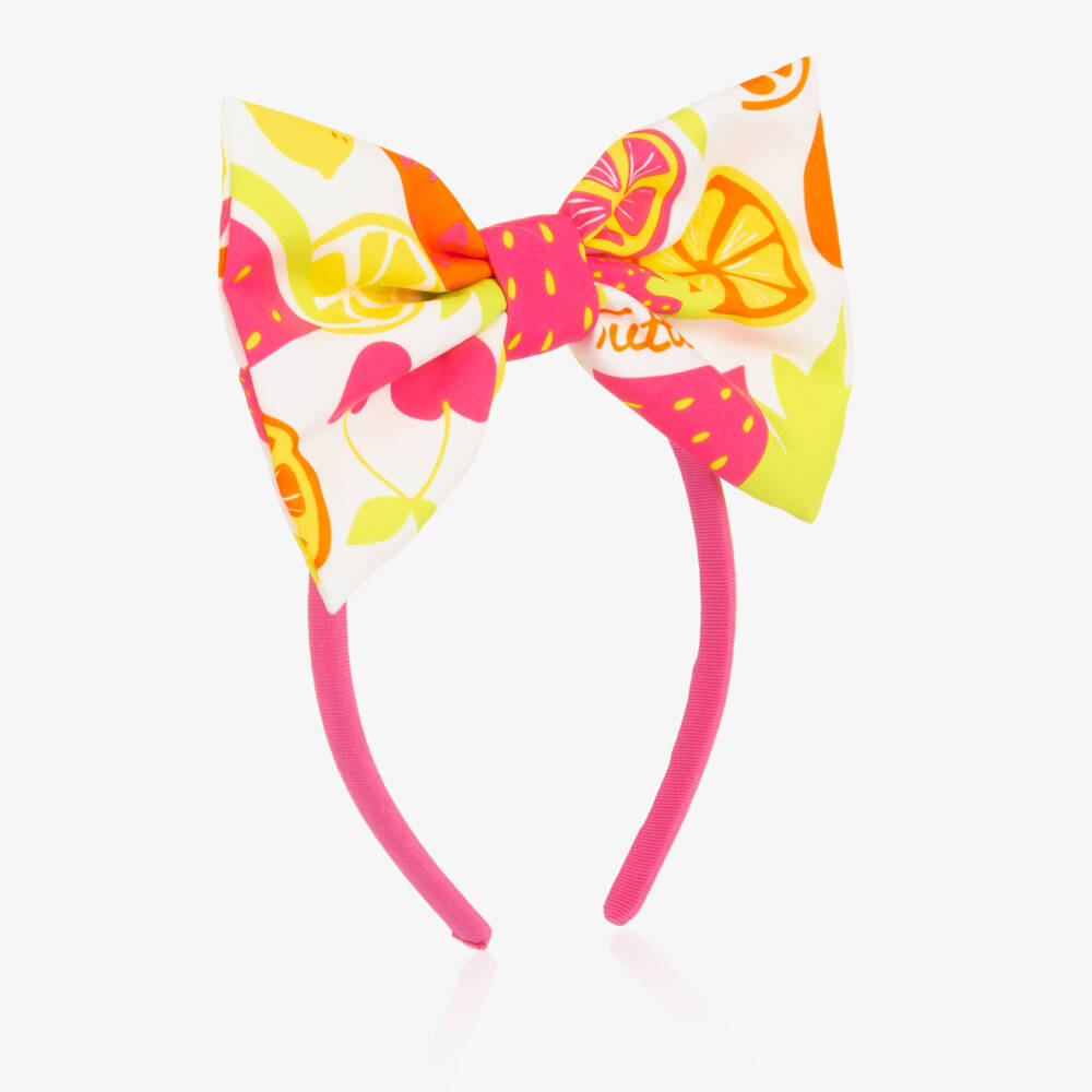 A Dee-Girls Pink & Yellow Fruit Print Bow Hairband | Childrensalon