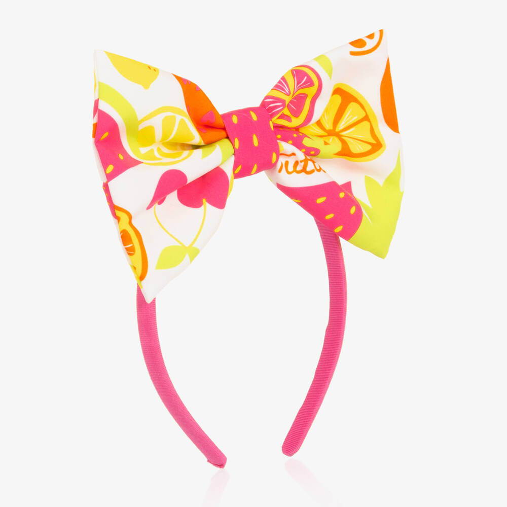 A Dee-Girls Pink & Yellow Fruit Print Bow Hairband | Childrensalon