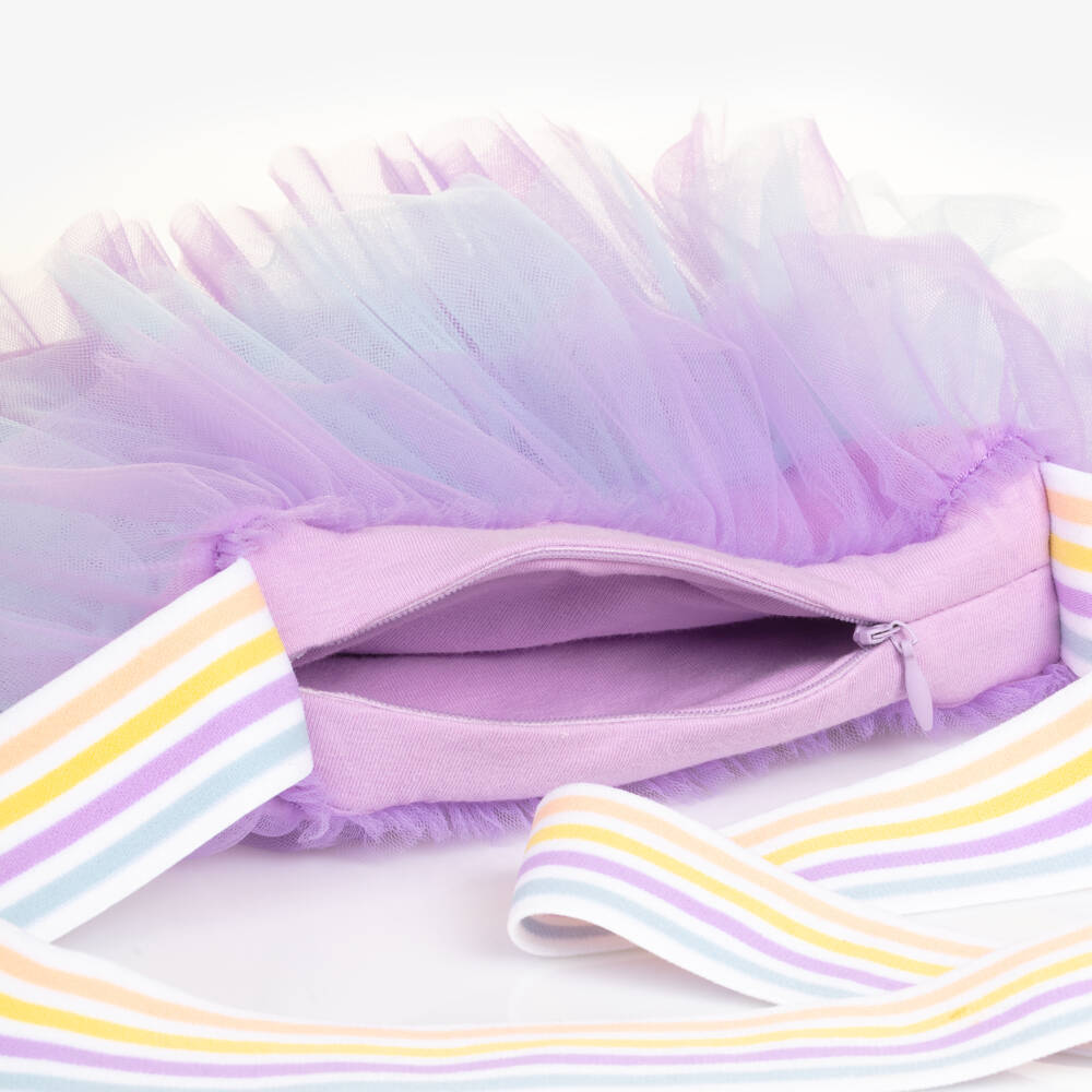 A Dee-Girls Purple Tulle Ruffle Shoulder Bag (19cm) | Childrensalon