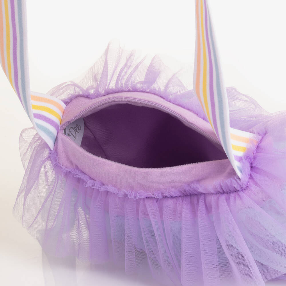 A Dee-Girls Purple Tulle Ruffle Shoulder Bag (19cm) | Childrensalon