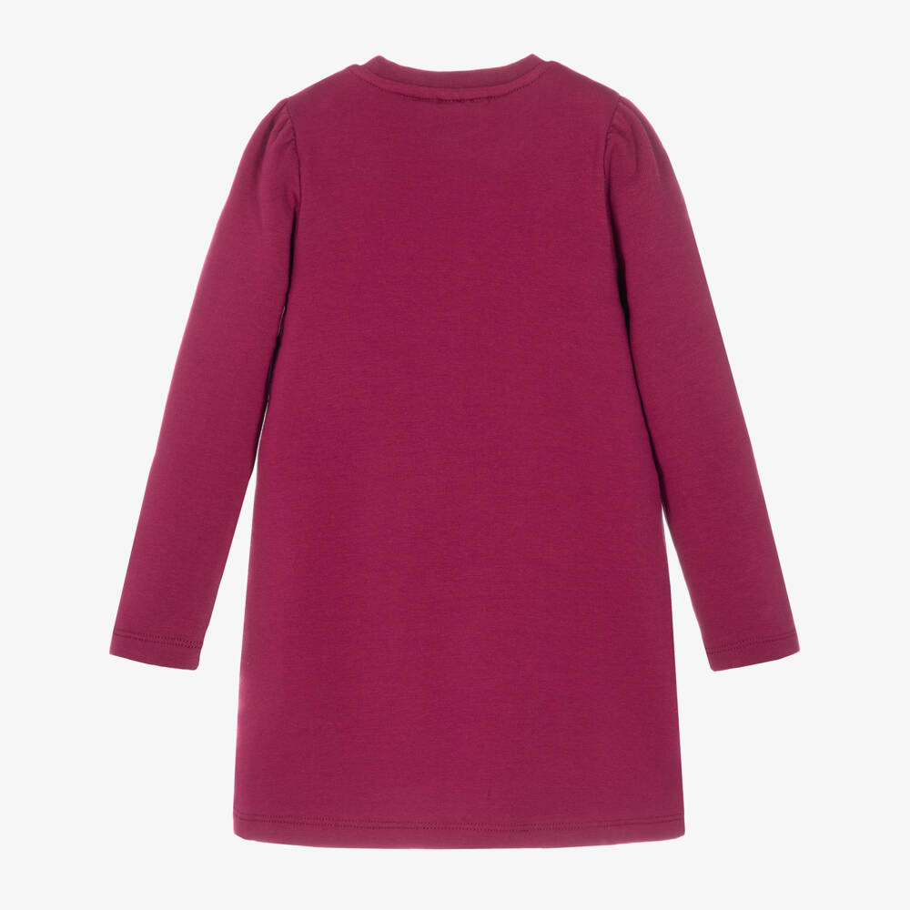 A Dee-Girls Red Cotton Jersey Dress with Fluffy Bag Appliqué | Childrensalon