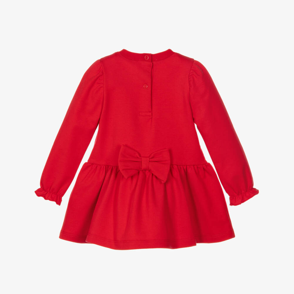 A Dee-Girls Red Cotton Jersey Dress with Sparkly Bow | Childrensalon