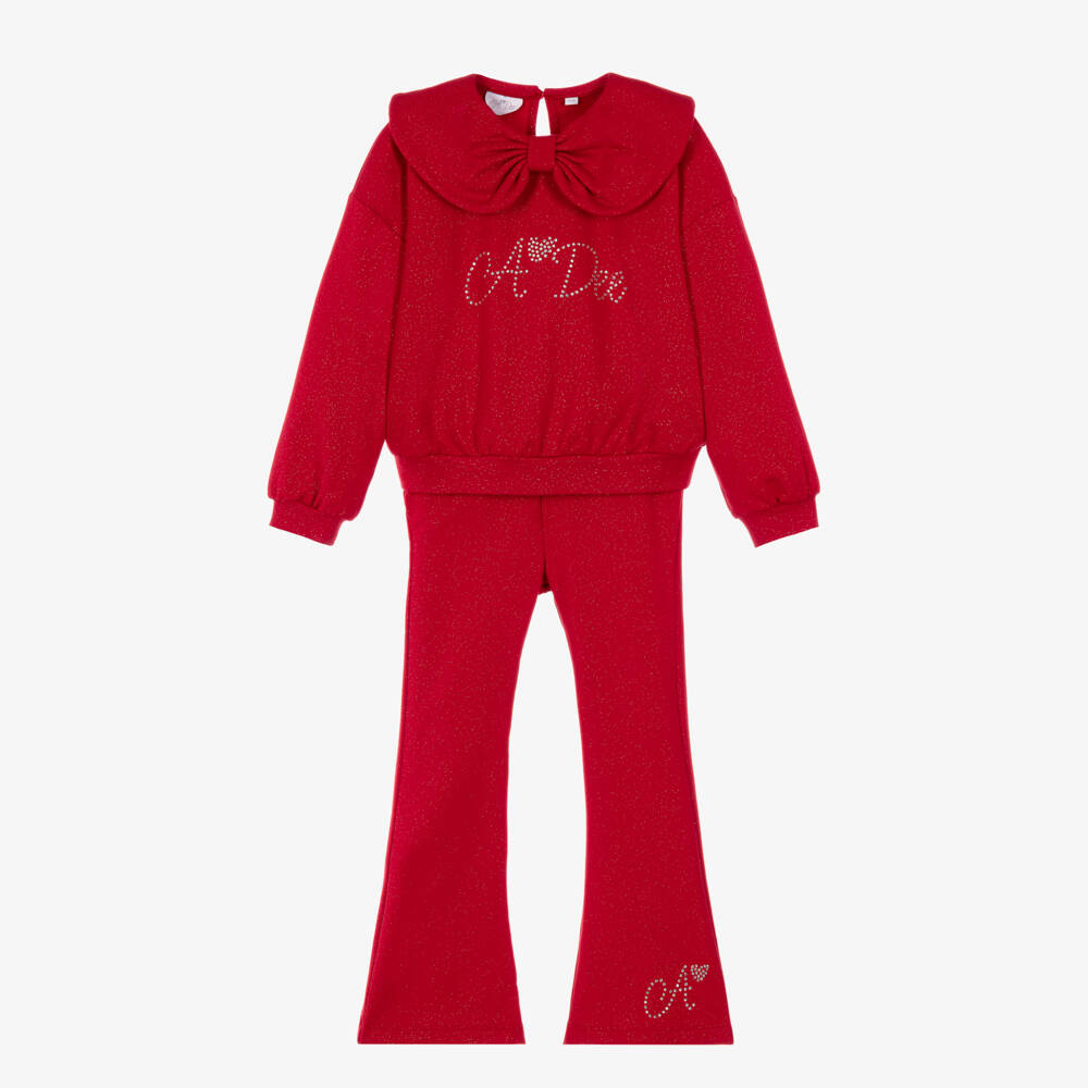 A Dee-Girls Red Glitter Top & Trousers Set | Childrensalon