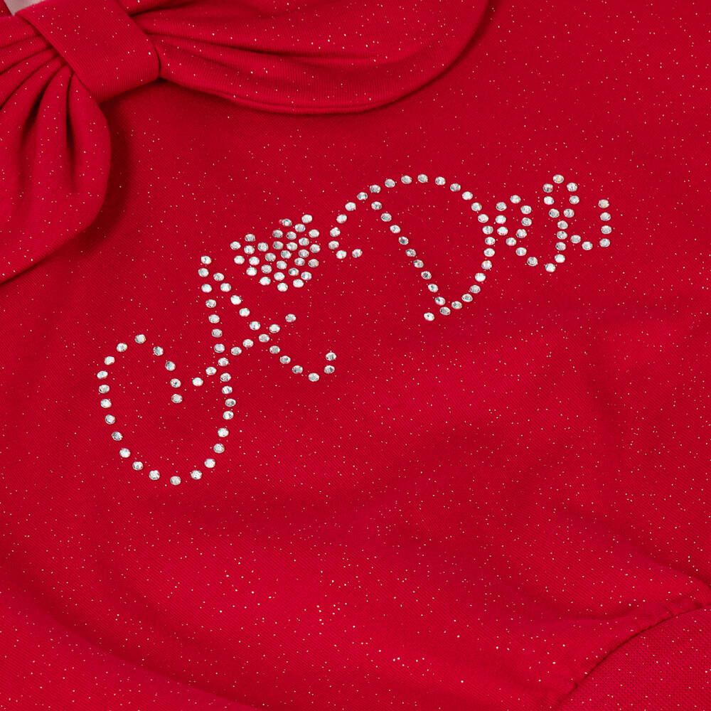 A Dee-Girls Red Glitter Top & Trousers Set | Childrensalon