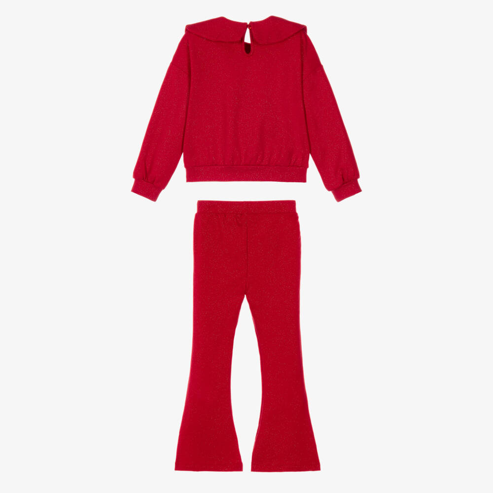 A Dee-Girls Red Glitter Top & Trousers Set | Childrensalon