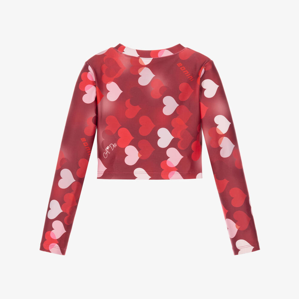 A Dee-Girls Red Heart Print Crop Top | Childrensalon