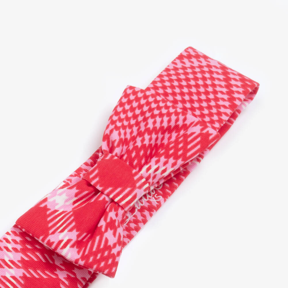 A Dee-Повязка на голову красно-розовая в клетку с бантом для девочек | Childrensalon