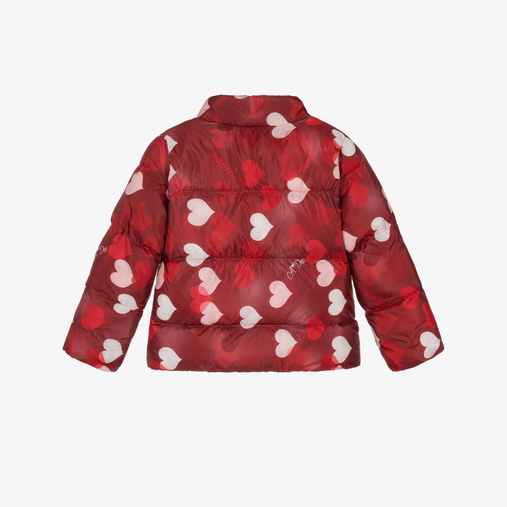 A Dee-Girls Red Puffer Jacket with Hearts | Childrensalon