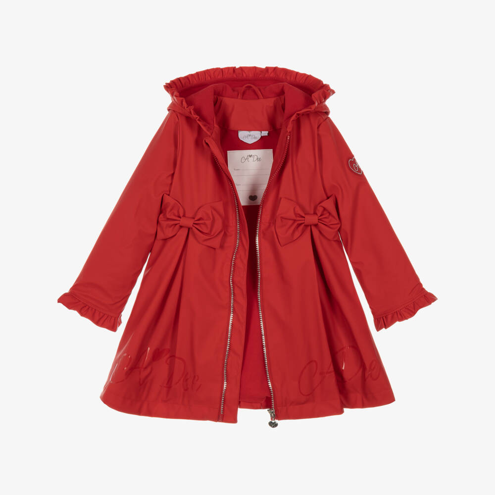 A Dee-Girls Red Raincoat with Ruffles & Bows | Childrensalon