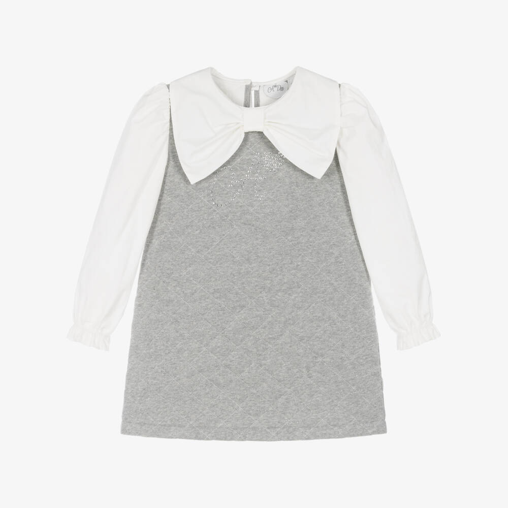 A Dee-Girls Shimmery Grey Quilted Dress | Childrensalon