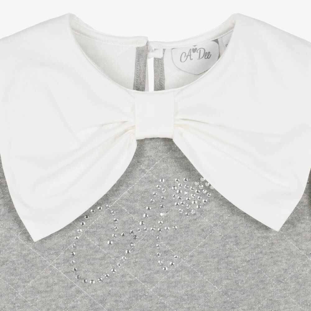 A Dee-Girls Shimmery Grey Quilted Dress | Childrensalon