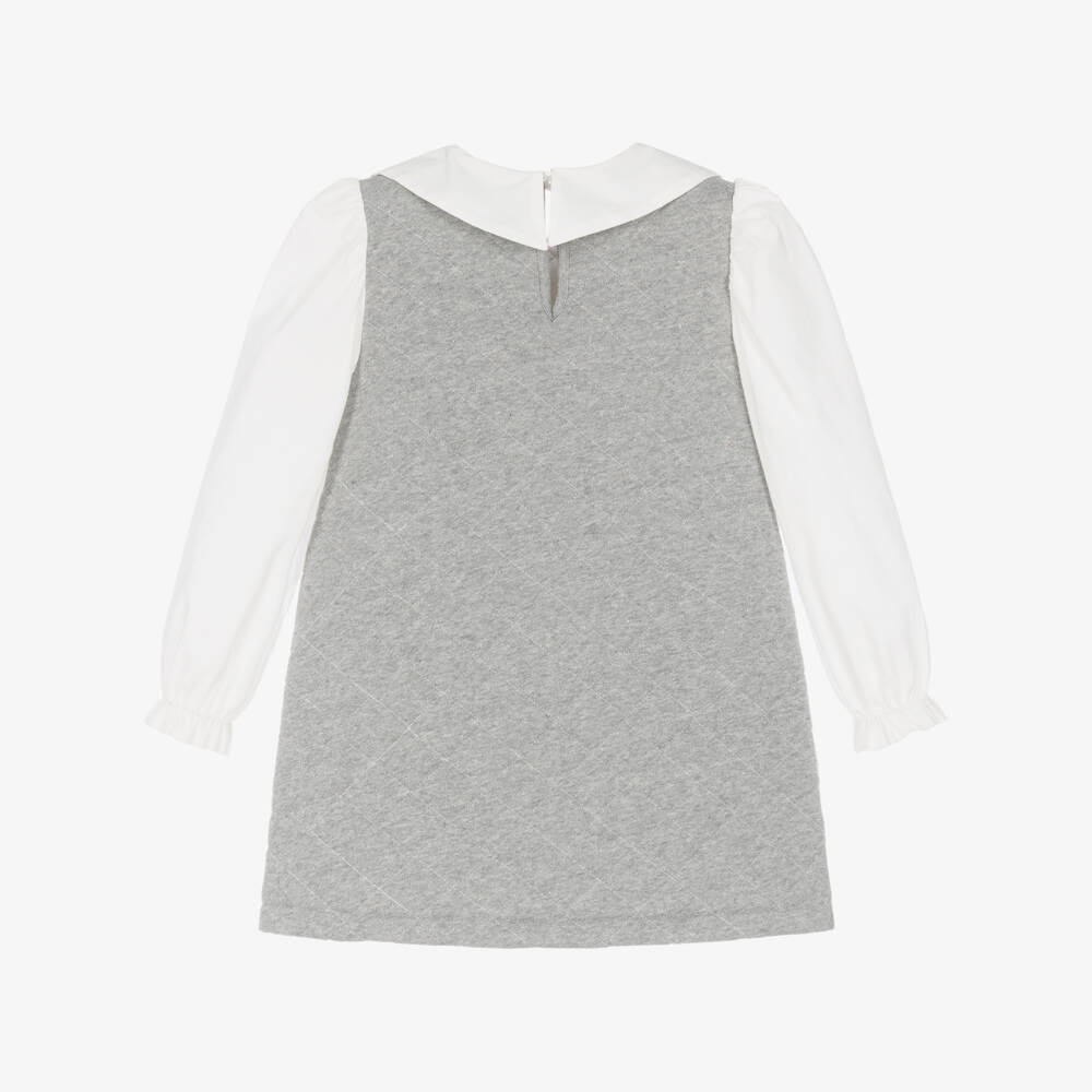 A Dee-Girls Shimmery Grey Quilted Dress | Childrensalon