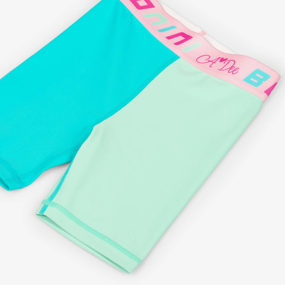 A Dee-Girls Turquoise Blue & Mint Green Cycling Shorts | Childrensalon