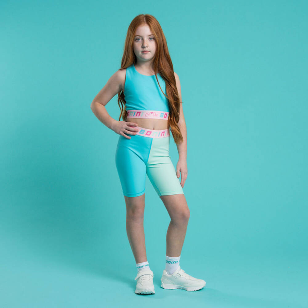 A Dee-Girls Turquoise Blue Sporty Cropped Top | Childrensalon