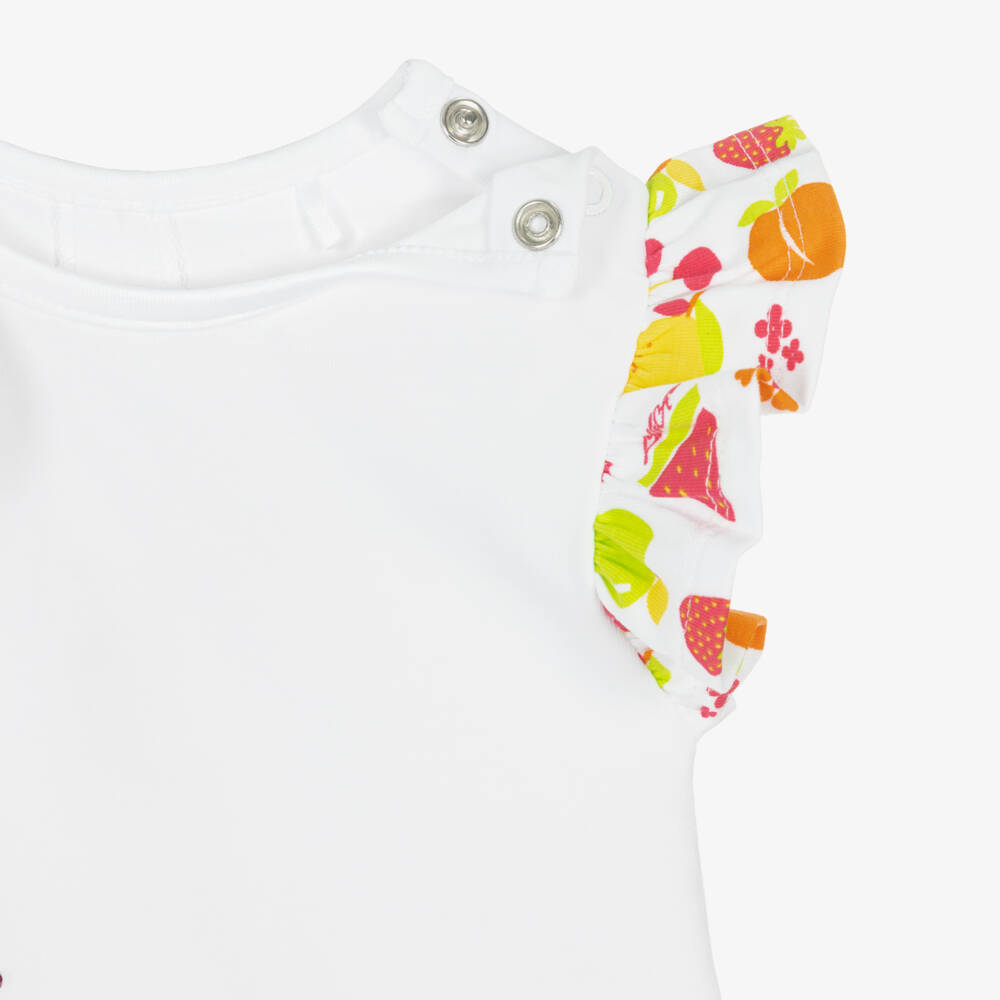 A Dee-Girls White Cotton Fruit Print Leggings Set | Childrensalon