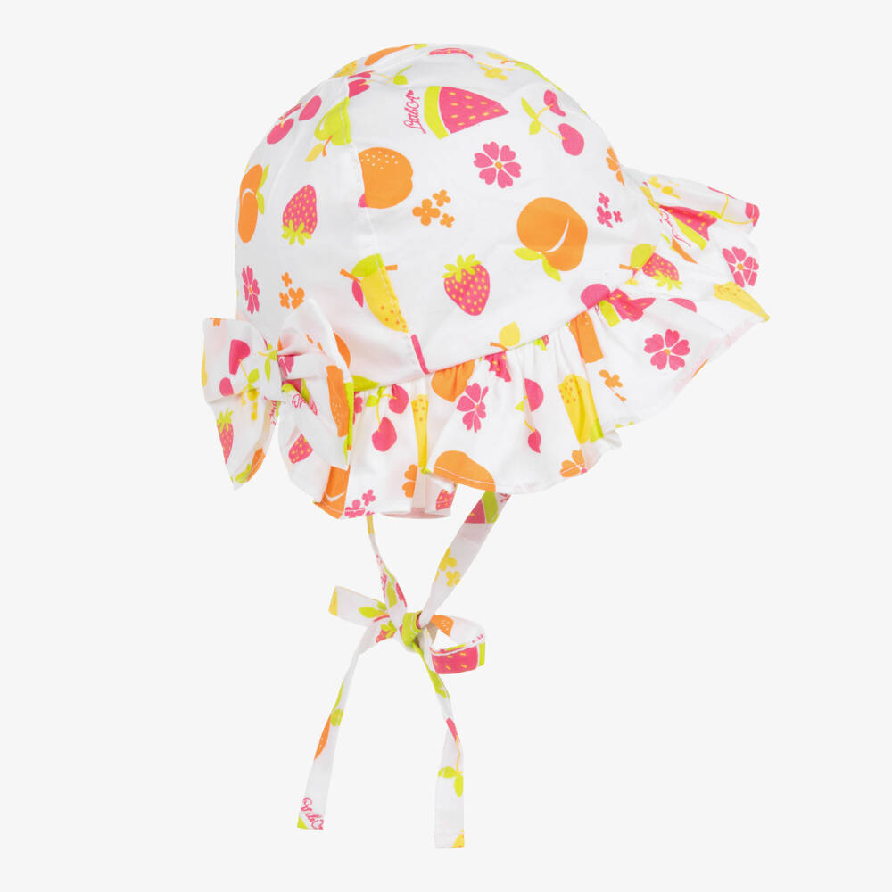 A Dee-Girls White Cotton Fruit Print Sun Hat | Childrensalon
