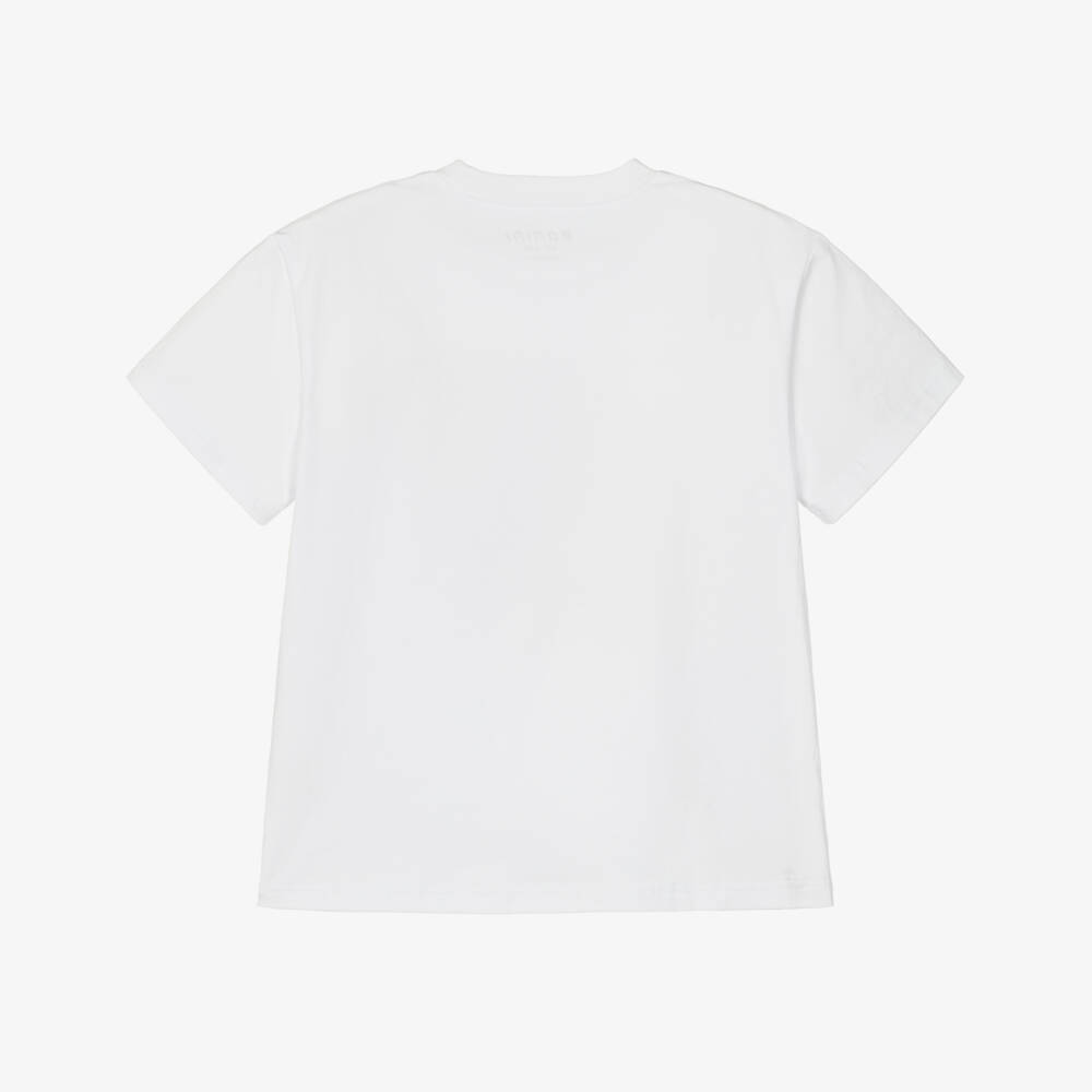 A Dee-Girls White Cotton T-Shirt with Bright B Logo | Childrensalon