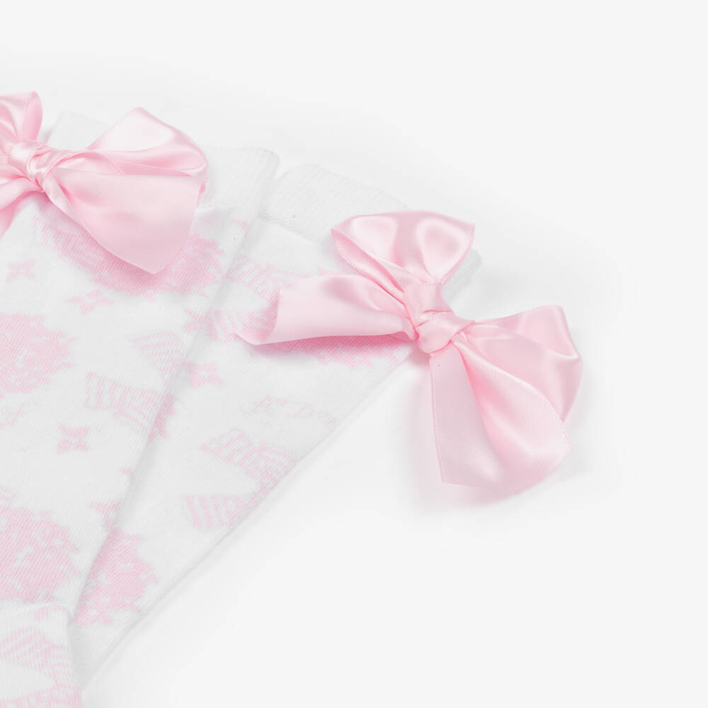 A Dee-Girls White Hydrangea Print Knee High Socks | Childrensalon