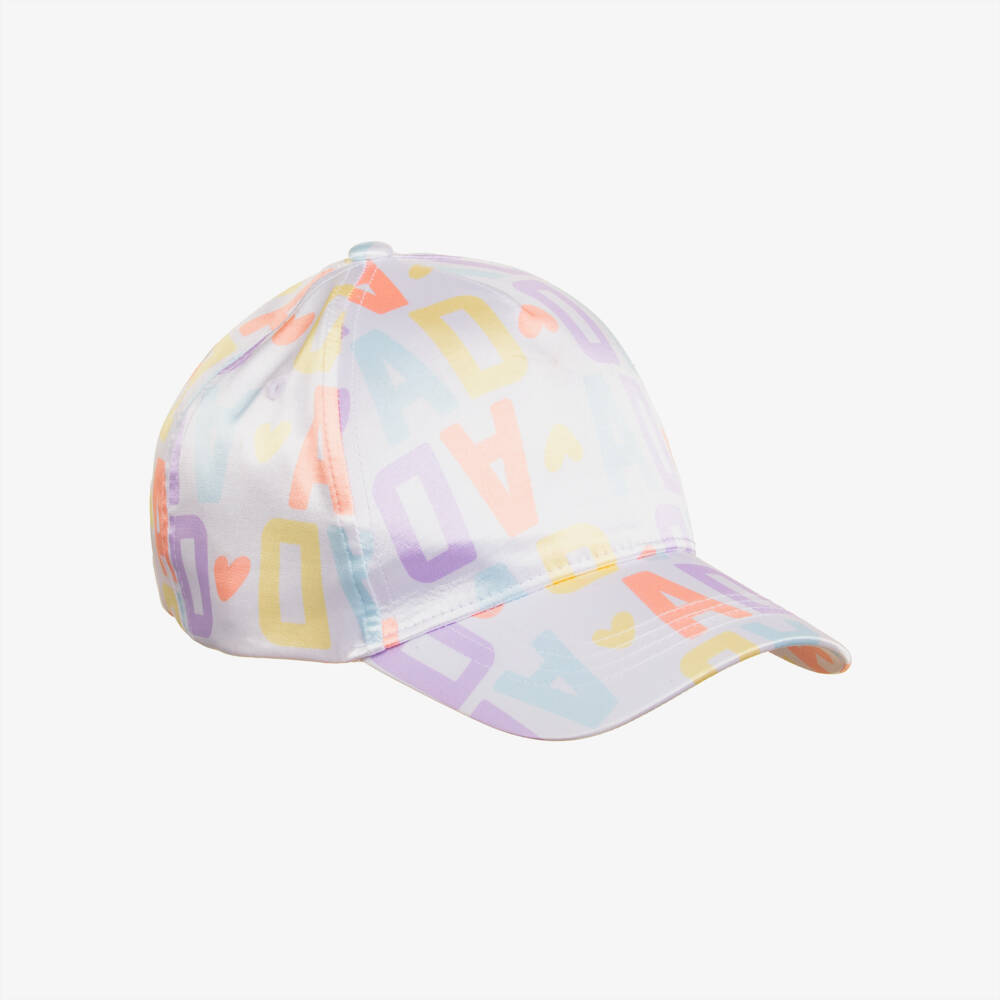A Dee-Girls White Satin Logo Print Cap | Childrensalon