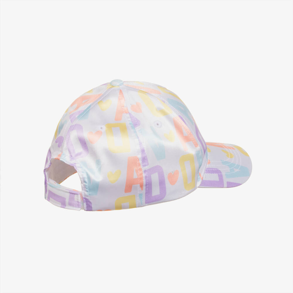 A Dee-Girls White Satin Logo Print Cap | Childrensalon