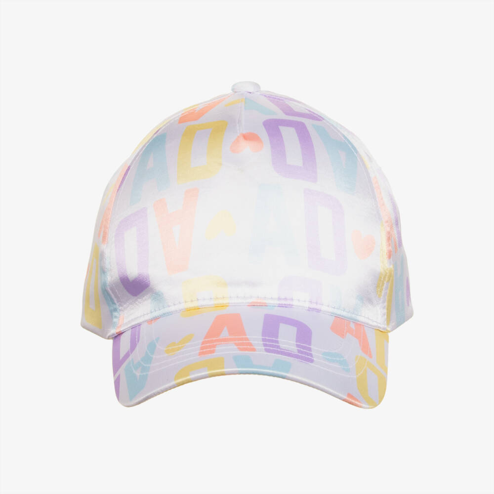 A Dee-Girls White Satin Logo Print Cap | Childrensalon
