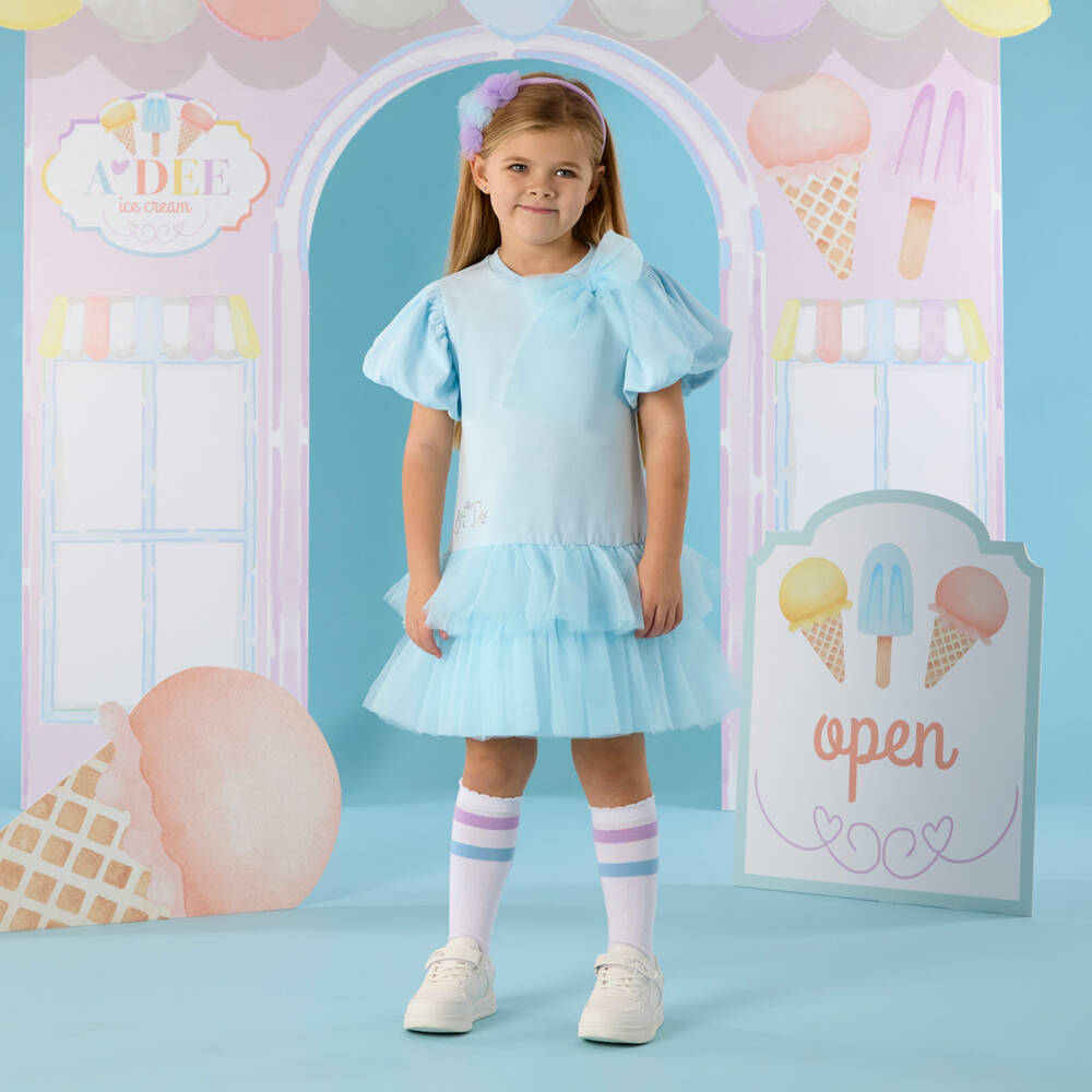 A Dee-Girls White Striped Knee High Socks with Bows | Childrensalon