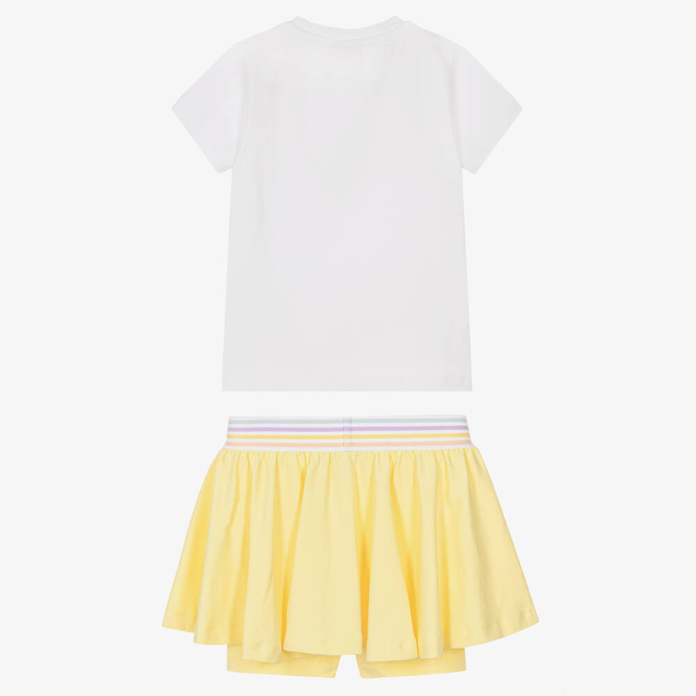 A Dee-Girls Yellow Cotton Skort Set with Sequin Logos | Childrensalon