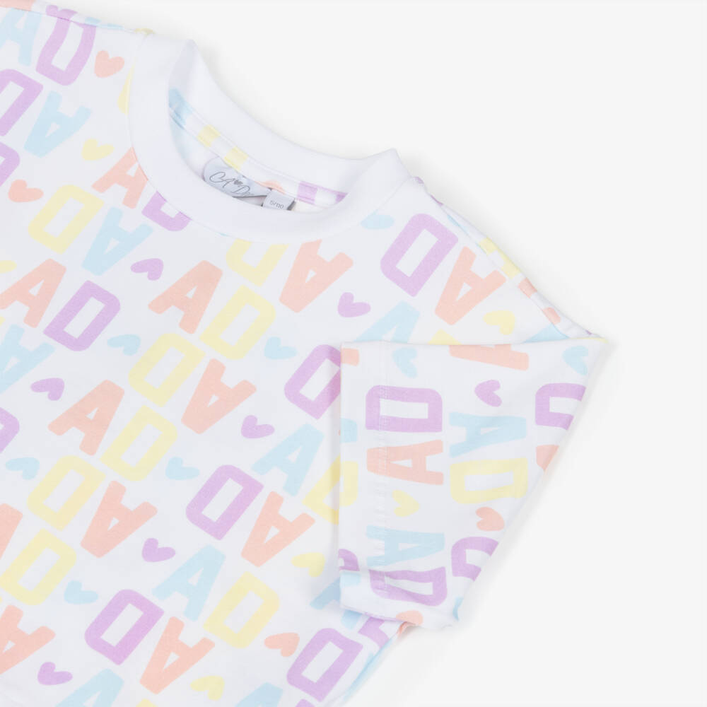 A Dee-Girls Yellow & Pink Cotton Logo Leggings Set | Childrensalon