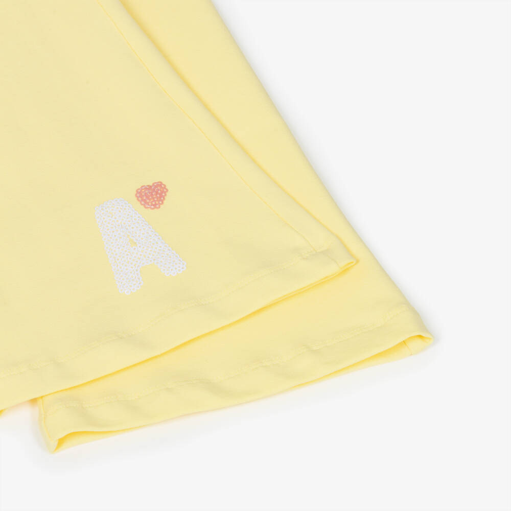 A Dee-Girls Yellow & Pink Cotton Logo Leggings Set | Childrensalon