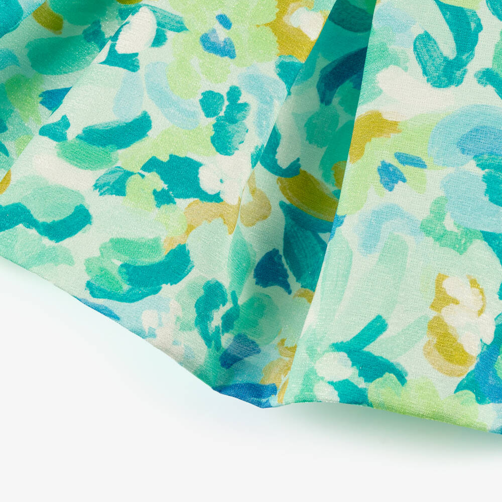 Abel & Lula-Baby Girls Bright Green Abstract Floral Print Dress | Childrensalon