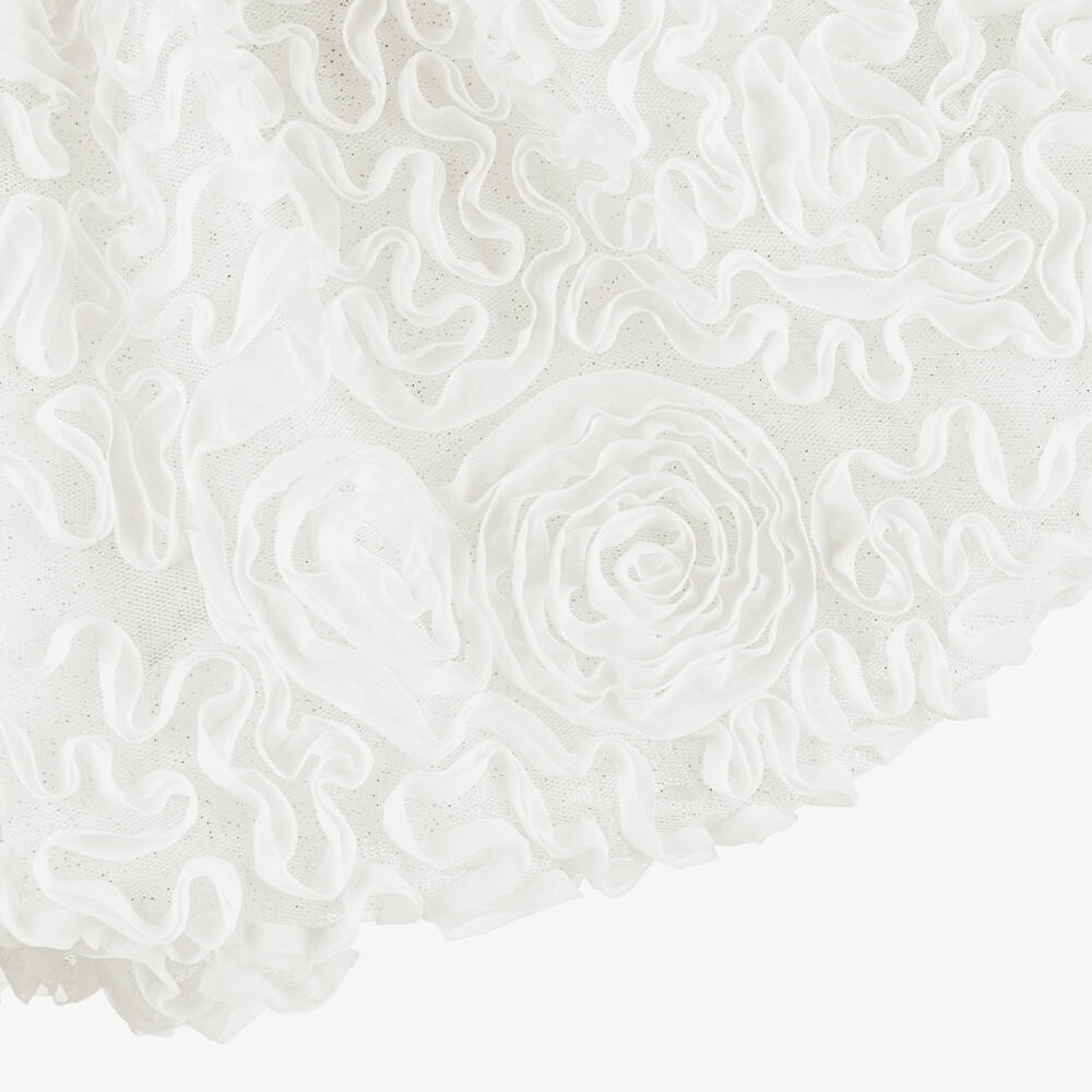 Abel & Lula-Baby Girls Ivory Tulle Dress with Ribbon Rose Appliqués | Childrensalon