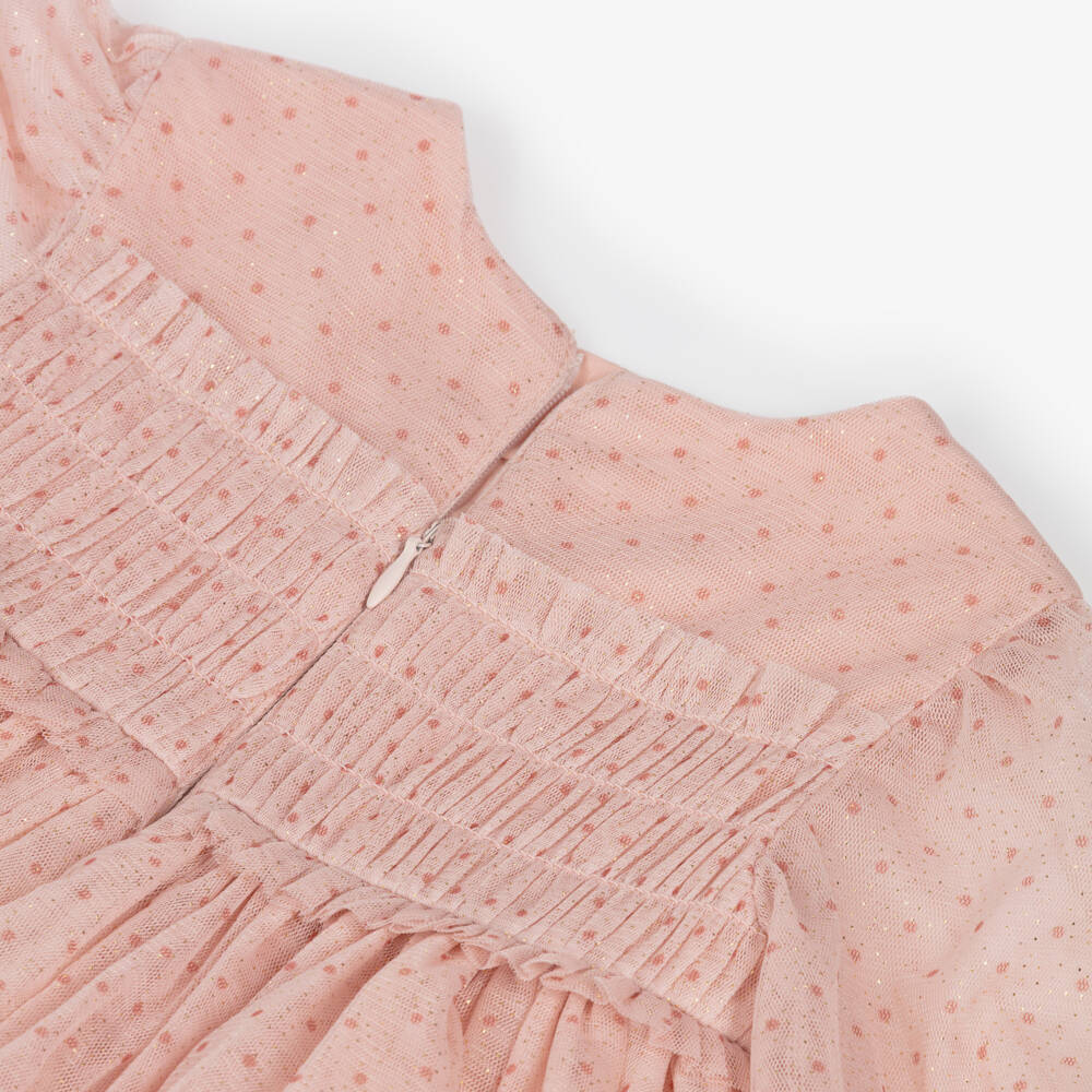 Abel & Lula-Платье розовое из тюля с блестками и горошком для малышек | Childrensalon