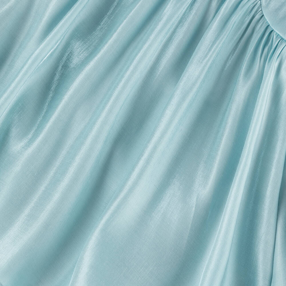 Abel & Lula-Girls Aqua Blue Satin Gloss Dress | Childrensalon