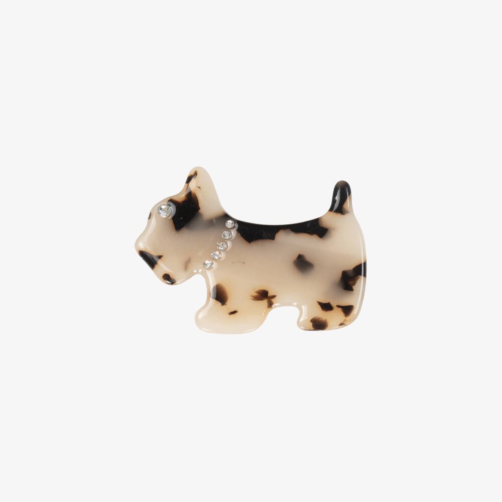 Abel & Lula-Girls Beige Faux Tortoiseshell Scottie Dog Hair Clip  | Childrensalon