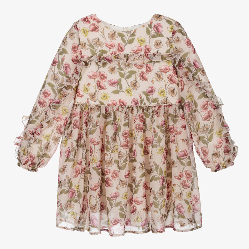 Abel & Lula Girls Pastel Watercolors Floral Dress - Ruffle