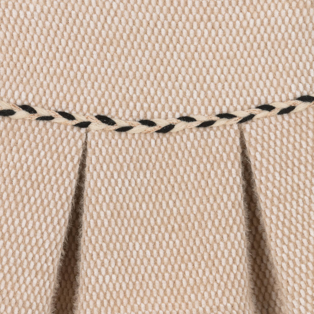 Abel & Lula-Girls Beige Fluffy Skirt with Braided Trim | Childrensalon