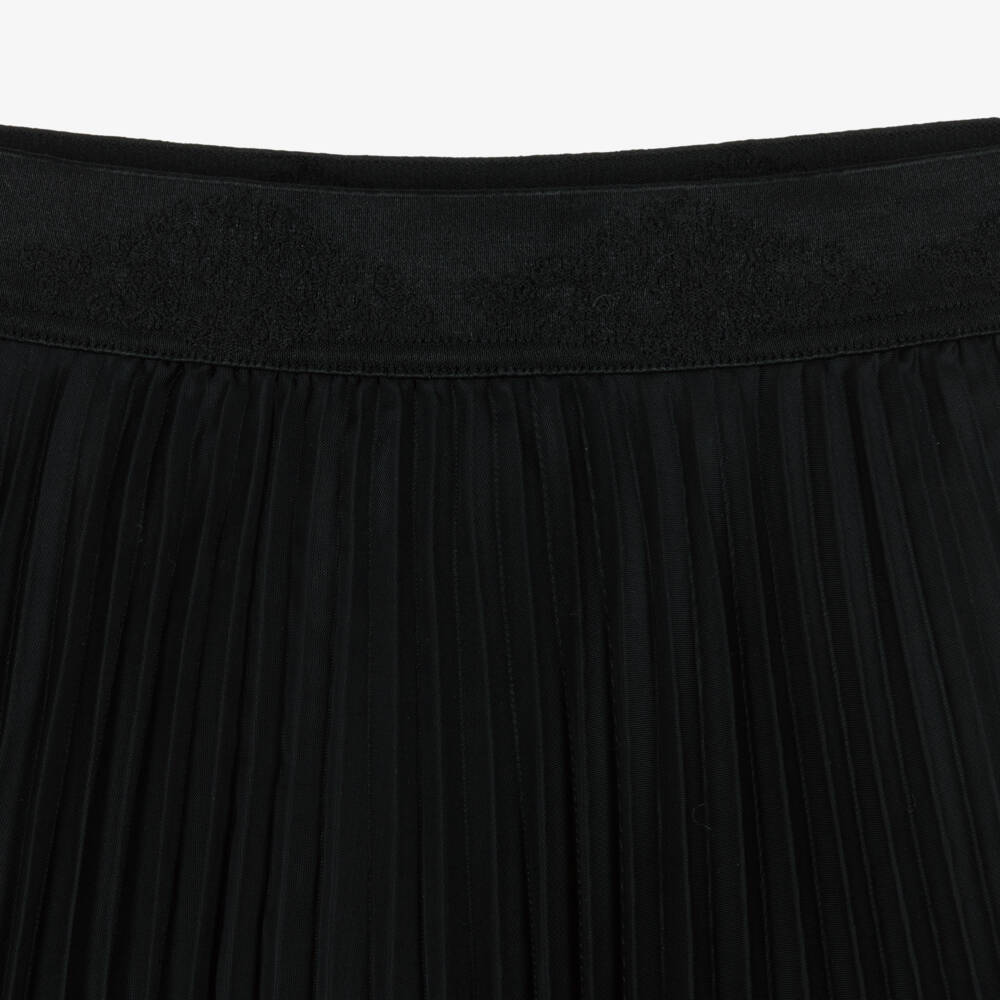 Abel & Lula-Girls Beige Knit Sweater & Black Organza Skirt Set | Childrensalon