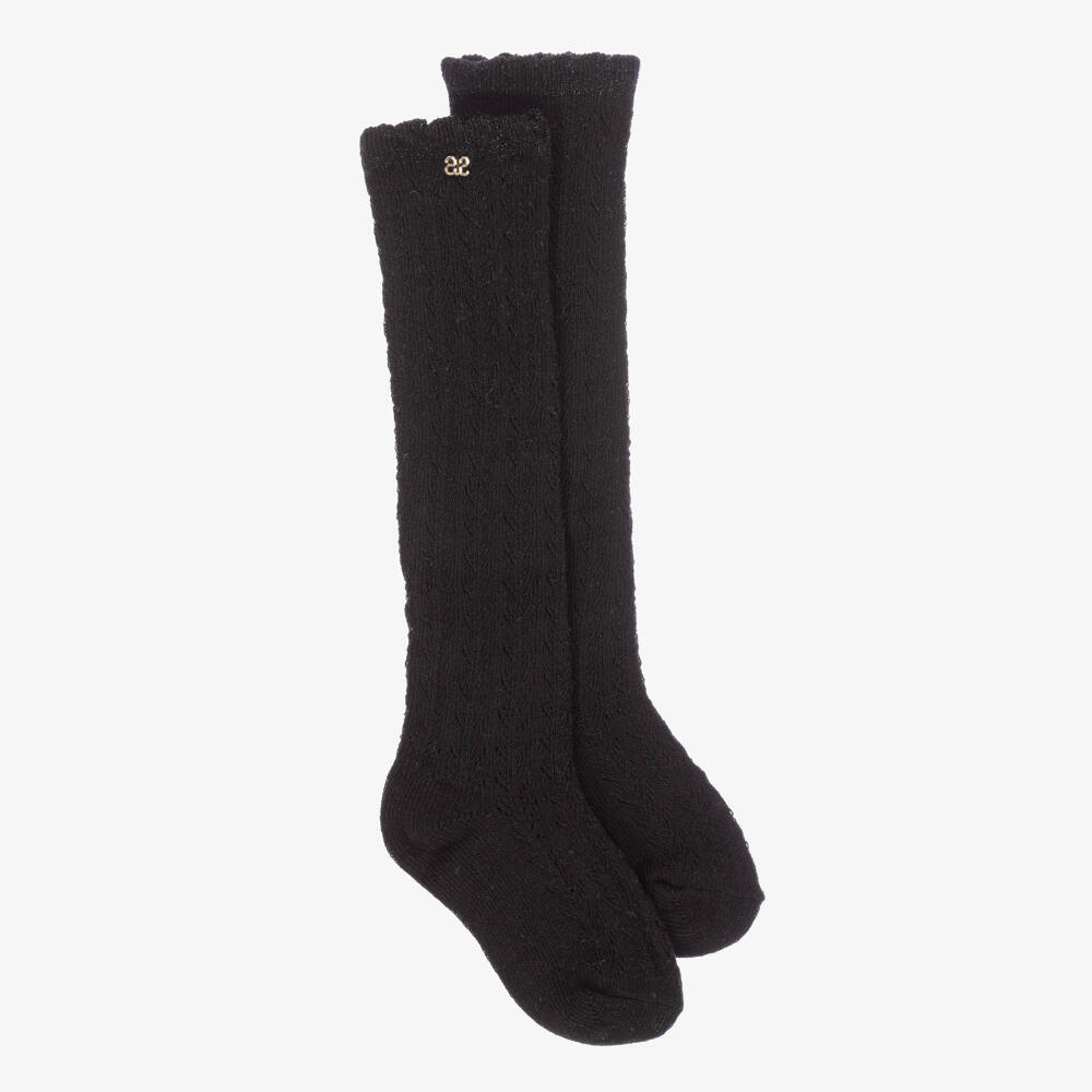Abel & Lula-Girls Black Patterned Cotton Socks | Childrensalon