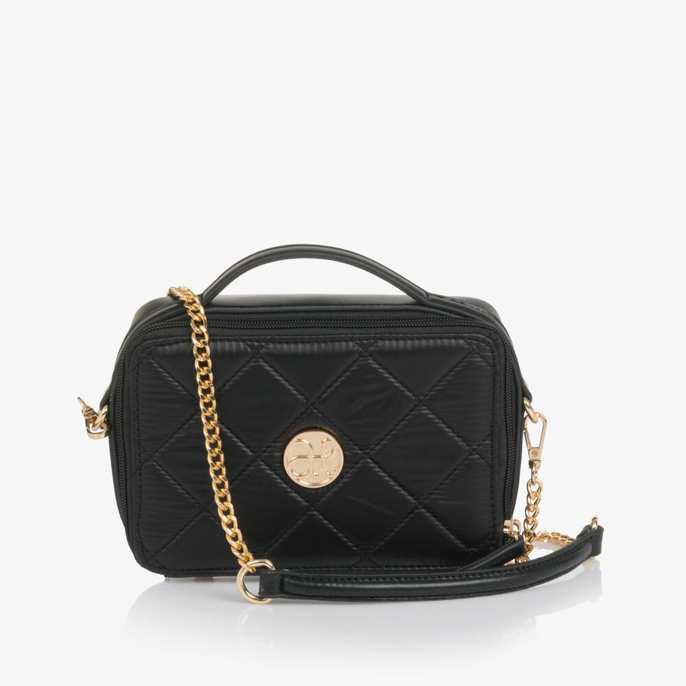 Abel & Lula-Girls Black Quilted Handbag (20cm) | Childrensalon
