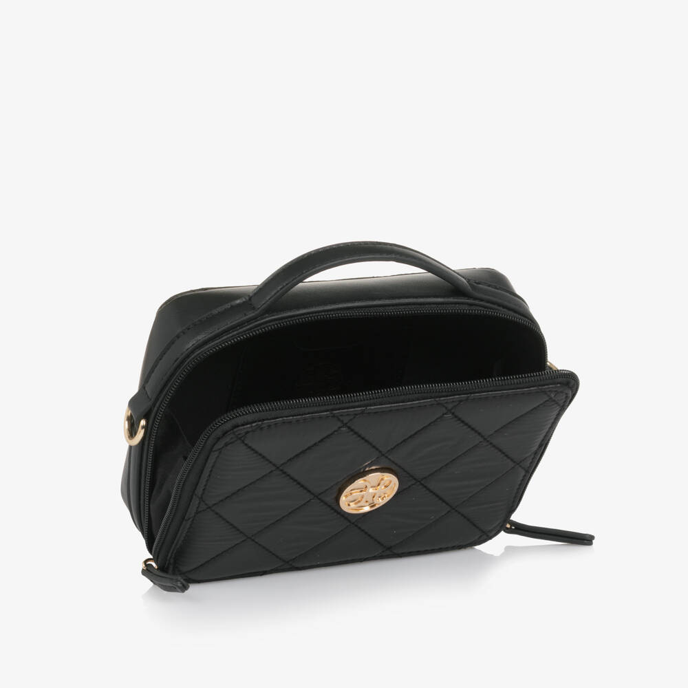 Abel & Lula-Girls Black Quilted Handbag (20cm) | Childrensalon