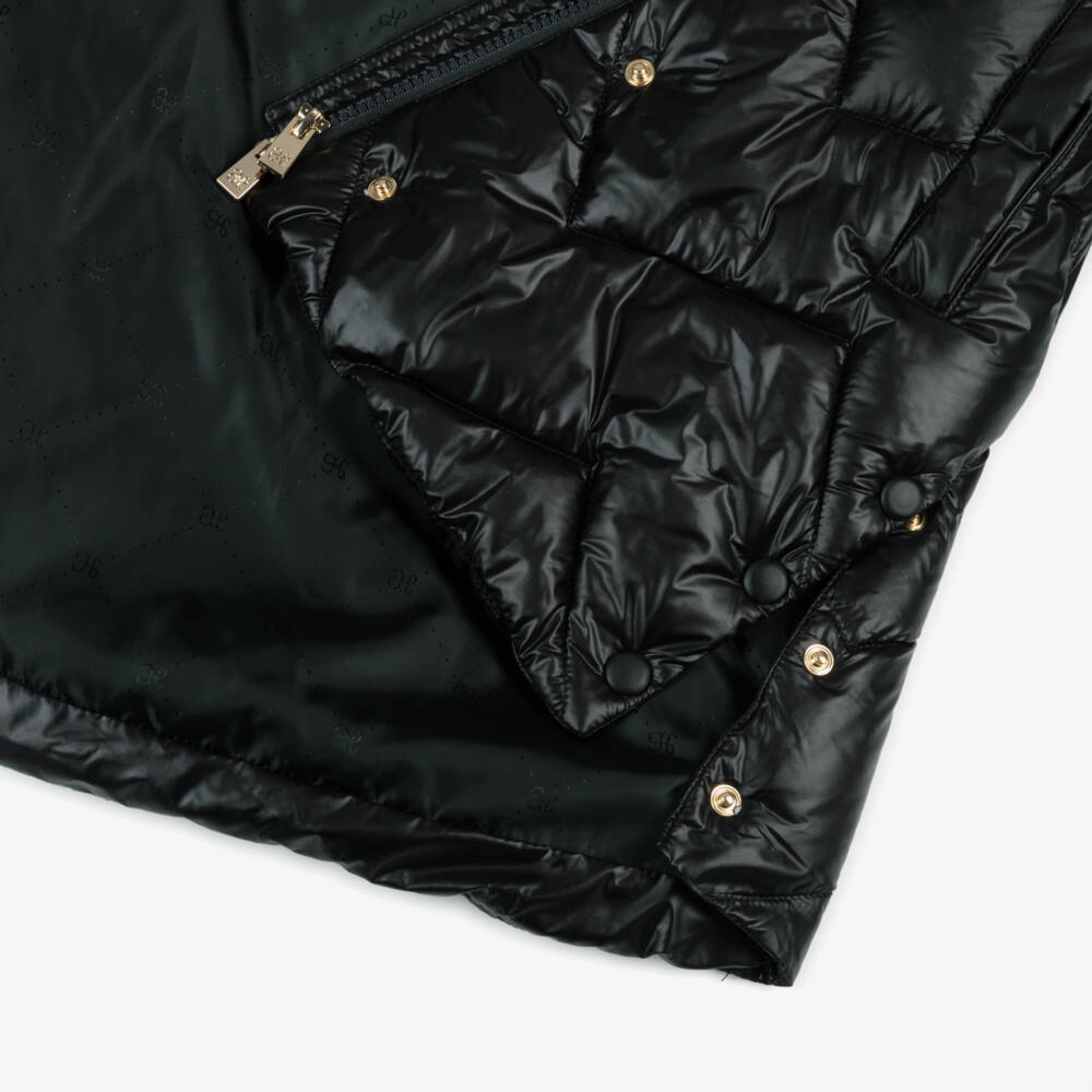 Abel & Lula-Girls Black Zig-Zag Quilted Puffer Coat | Childrensalon