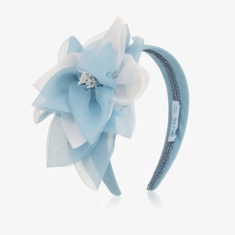 Abel & Lula-Girls Blue Chiffon Flower Hairband | Childrensalon